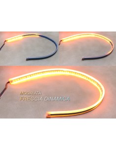 Kit Tubo Neon Striscia Led Auto 60cm X2 Bicolor Flessibile Freccia Sequenziale Arancione e DRL Luce Diurne Bianco Style Audi VW  2