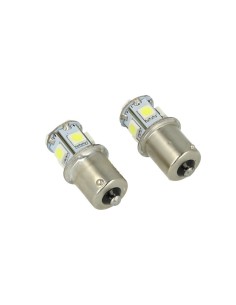24V Lampada Led Canbus BA15S G18,5 R5W Colore Blu Piedi Dritti 8 Smd 5050 Per Camion Bus Barca 2