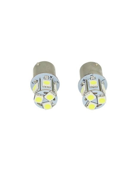 24V Lampada Led Canbus BA15S G18,5 R5W Colore Rosso Piedi Dritti 8 Smd 5050 Per Camion Bus Barca