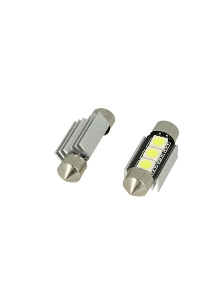 24V Lampada Led Siluro Canbus T11 C5W 36mm 3 SMD 5050 Colore Giallo Arancione Per Camion Bus Barca Con Dissipatore Alluminio