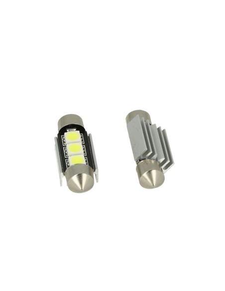 24V Lampada Led Siluro Canbus T11 C5W 36mm 3 SMD 5050 Colore Giallo Arancione Per Camion Bus Barca Con Dissipatore Alluminio