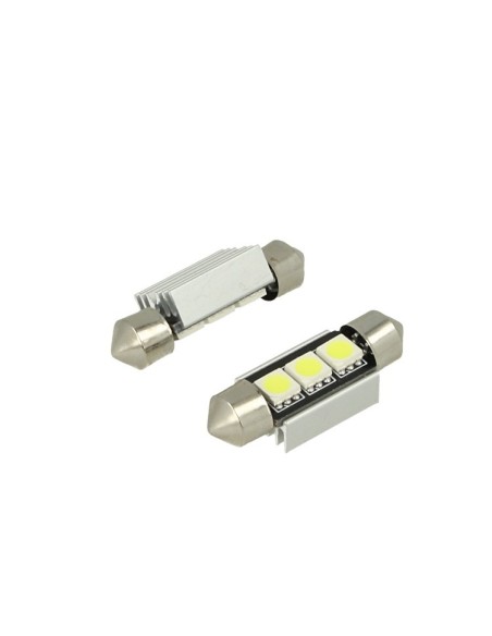 24V Lampada Led Siluro Canbus T11 C5W 36mm 3 SMD 5050 Colore Rosso Per Camion Bus Barca Con Dissipatore Alluminio