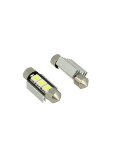 24V Lampada Led Siluro Canbus T11 C5W 36mm 3 SMD 5050 Colore Rosso Per Camion Bus Barca Con Dissipatore Alluminio 2