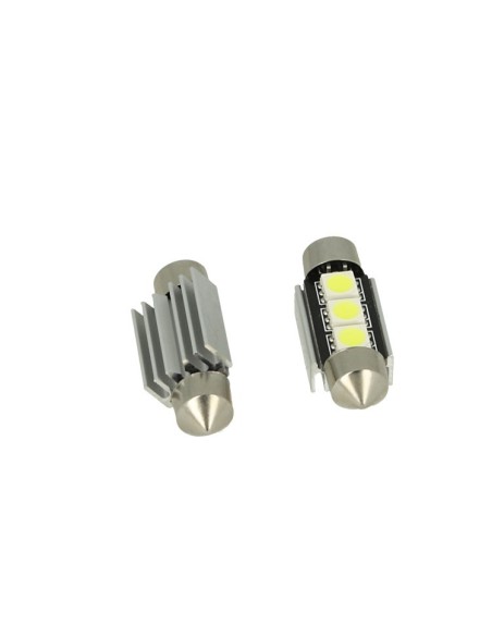 24V Lampada Led Siluro Canbus T11 C5W 36mm 3 SMD 5050 Colore Rosso Per Camion Bus Barca Con Dissipatore Alluminio