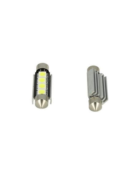 24V Lampada Led Siluro Canbus T11 C5W 42mm 4 SMD 5050 Colore Giallo Arancione Per Camion Bus Barca Con Dissipatore Alluminio