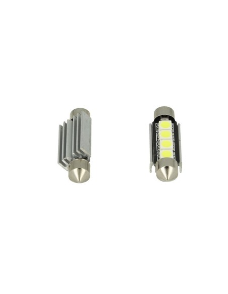 24V Lampada Led Siluro Canbus T11 C5W 42mm 4 SMD 5050 Colore Rosso Per Camion Bus Barca Con Dissipatore Alluminio