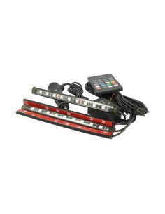 Kit Striscia Barra Led RGB 4X18cm 12V Telecomando IR Sensore Voce Musica Controllo IP67 Per Decorazione Auto Interno Esterno