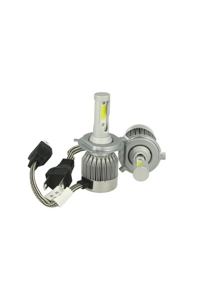 Kit Full Lampada Led Cob H4 20/20W 12V 24V Bi-Led Bi Luce Bianco 6000K Senza Driver e Ventilatore