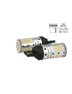 Lampada Led T20 W21W WY21W 7440 Canbus 12V 25W Reale Arancione Per Frecce No Errore 32 Smd 3030 2