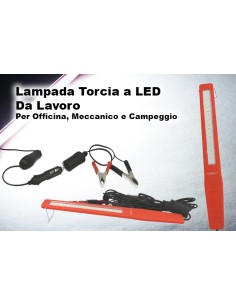 Lampada Torcia Led Officina Slim 7mm 12V 2W 15 Smd Presa Accendisigari Pinze a Coccodrillo Batteria Cavo 5 Metri