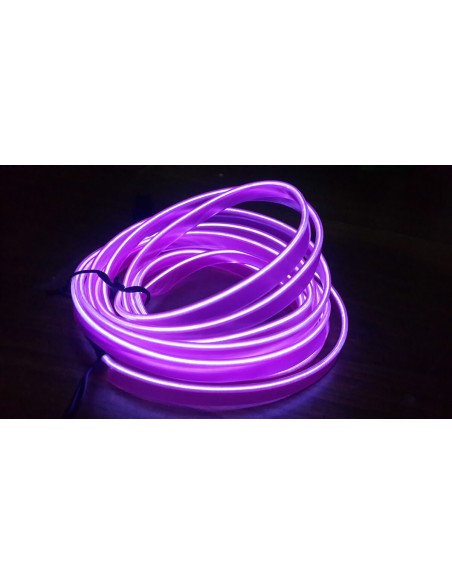 Stringa EL Striscia Neon Led Viola 5 Metri Flessibile Tagliabile Luce Decorativa Atmosfera Per Interno Auto Camion Camper Sfilat