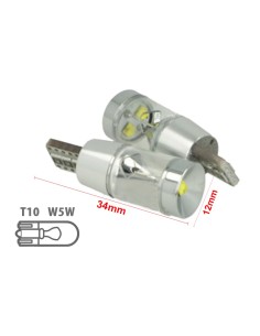 Lampada Led T10 W5W 12V 9W Canbus Pro 3 Cree XBD Da 3W Con Cono Riflettore Bianco No Errore