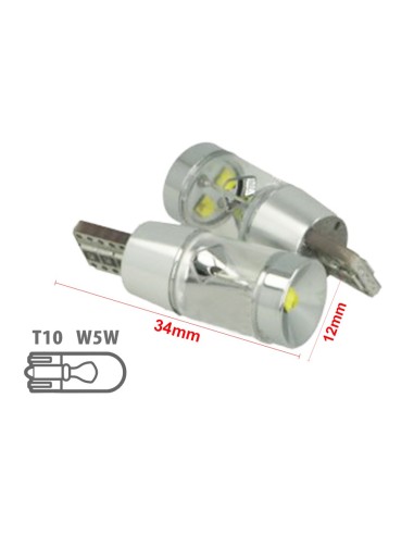 Lampada Led T10 W5W 12V 9W Canbus Pro 3 Cree XBD Da 3W Con Cono Riflettore  Bianco