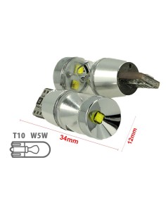 Lampada Led T10 W5W 12V 9W Canbus Pro 3 Cree XBD Da 3W Con Cono Riflettore Bianco No Errore 2