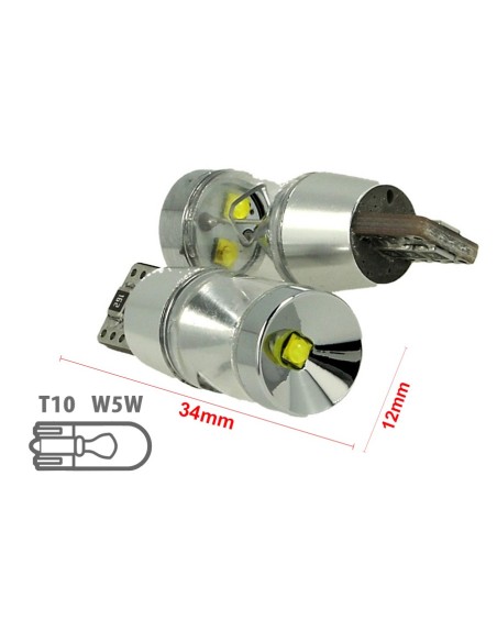 Lampada Led T10 W5W 12V 9W Canbus Pro 3 Cree XBD Da 3W Con Cono Riflettore Bianco No Errore