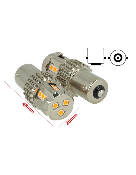 Lampada Led BA15S 1156 P21W 45W 12V Arancione Piedi Dritti Super Potente Per Frecce
