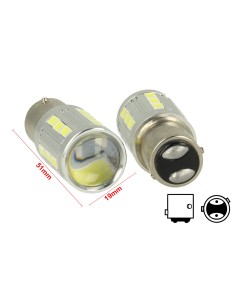 Lampada Led BAZ15D 1157 P21/4W 12V 24V 21 Smd 5730 Super Bianco Luminoso Piedi Storti Asimmetrica