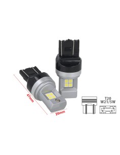 Lampada Led T20 W21/5W 7443 8 Smd 3030 Bianco Luminoso Compatibile Con Attacco CK Auto Americana Dimensione Ridotta
