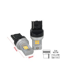 Lampada Led T20 W21W WY21W  7440 8 Smd 3030 Arancione Luminoso Luci Retromarcia Frecce Auto Senza Polarita Dimensione Ridotta