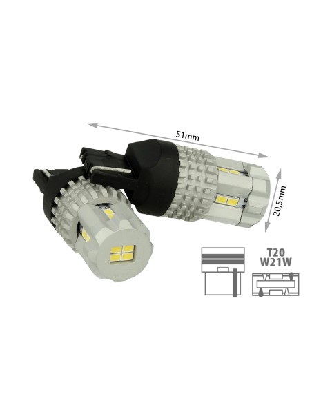 Lampada Led T20 7440 W21W 12 Smd 3020 Bianco Super Luminoso Luce Diurne Lancia Ypsilon Iveco Daily VW Touran Audi Q3