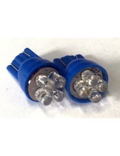 Coppia 2 Lampade Led T10 Con 4 Led F3 Colore Blue Blu 12V 0,2W