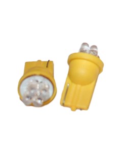 Coppia 2 Lampade Led T10 Con 4 Led F3 Colore Giallo Yellow 12V 0,2W