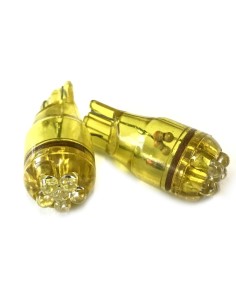Coppia 2 Lampade Led T10 Con 6 Led F3 Colore Giallo Yellow 12V 0,2W
