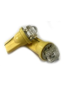 Coppia 2 Lampade Led T10 Con 1 Led F5 Flux Colore Giallo Yellow 12V 0,2W 2