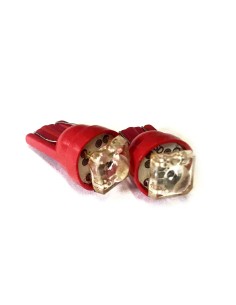 Coppia 2 Lampade Led T10 Con 1 Led F5 Flux Colore Rosso Red 12V 0,2W