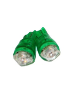 Coppia 2 Lampade Led T10 Con 1 Led F5 Flux Colore Verde Green 12V 0,2W