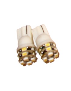 Coppia 2 Lampade Led T10 Con 12 Smd 3528 Colore Bianco Freddo 6000K 12V 1W
