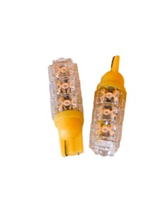 Coppia 2 Lampade Led T10 Con 13 Led F5 Flux Colore Giallo Yellow 12V 2W