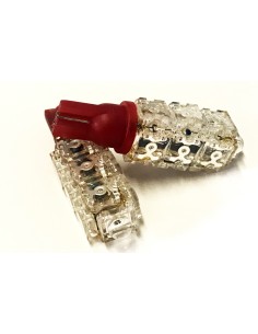 Coppia 2 Lampade Led T10 Con 13 Led F5 Flux Colore Rosso Red 12V 2W