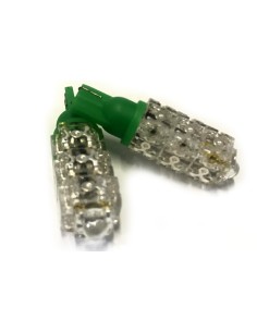 Coppia 2 Lampade Led T10 Con 13 Led F5 Flux Colore Verde Green 12V 2W 2