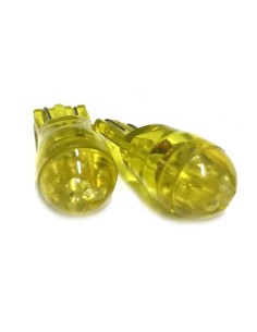 Coppia 2 Lampade Led T10 Con 3 Led F3 Colore Giallo Yellow 12V 0,2W