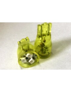 Coppia 2 Lampade Led T10 Con 3 Smd 3528 Colore Giallo Yellow 12V 0,2W