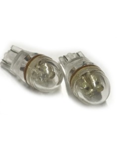 Coppia 2 Lampade Led T10 Con 4 Led F3 Cappuccio Tondo Colore Bianco Freddo 6000K 12V 0,2W 2