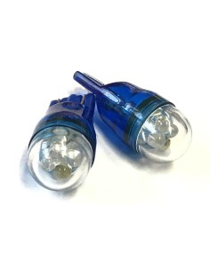Coppia 2 Lampade Led T10 Con 4 Led F3 Cappuccio Tondo Colore Blu Blue 12V 0,2W
