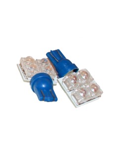Coppia 2 Lampade Led T10 Con 4 Led F5 Flux Laterale Colore Blue Blu 12V 0,2W 2