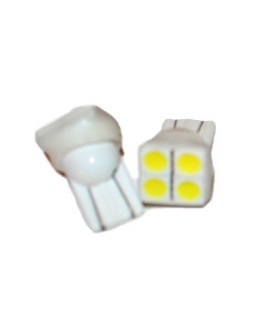 Coppia 2 Lampade Led T10 Con 4 Smd 5050 Frontale Colore Bianco Freddo 6000K 12V 0,5W 2