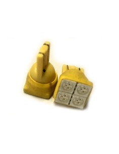 Coppia 2 Lampade Led T10 Con 4 Smd 5050 Frontale Colore Giallo Yellow 12V 0,5W