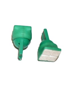 Coppia 2 Lampade Led T10 Con 4 Smd 5050 Frontale Colore Verde Green 12V 0,5W 2
