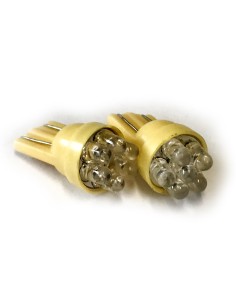Coppia 2 Lampade Led T10 Con 6 Led F3 Colore Giallo Yellow 12V 0,2W 2