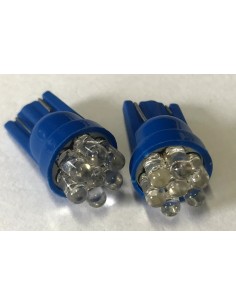 Coppia 2 Lampade Led T10 Con 7 Led F3 Colore Blue Blu 12V 0,2W
