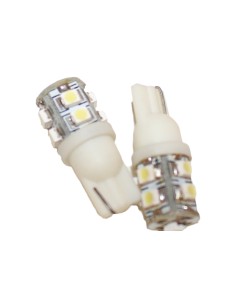 Coppia 2 Lampade Led T10 Con 9 Smd 3528 Colore Bianco Freddo 6000K 12V 1W