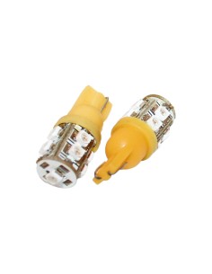 Coppia 2 Lampade Led T10 Con 9 Smd 3528 Colore Giallo Yellow 12V 1W 2