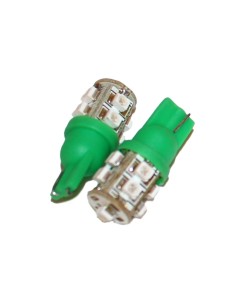 Coppia 2 Lampade Led T10 Con 9 Smd 3528 Colore Verde Green 12V 1W