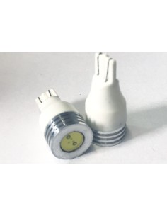 Coppia 2 Lampade Led T10 T15 Con 1 Power Led Colore Bianco Freddo 6000K 12V 1W 2