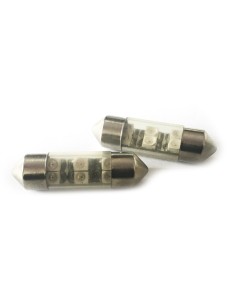 Coppia 2 Lampade Led T11 C5W Siluro 31mm Con 6 Smd 3528 Colore Giallo Yellow 12V 1W