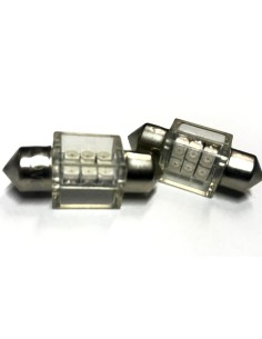 Coppia 2 Lampade Led T11 C5W Siluro 31mm Quadrato Con 6 Smd 3528 Colore Giallo Yellow 12V 1W